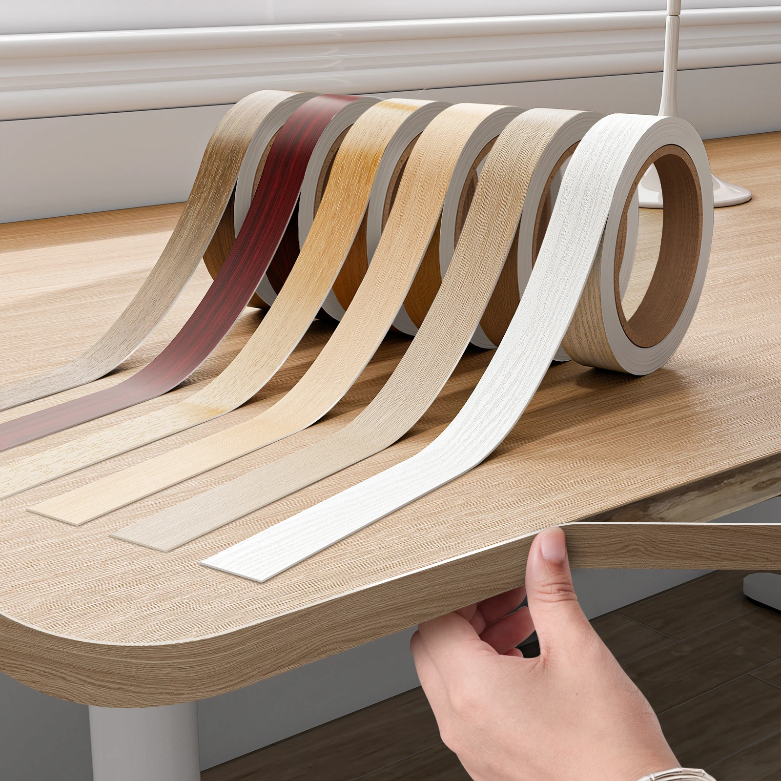 2026 New Self Adhesive Wood Grain Edge Banding Strip Thick Wear-resistant Furniture Table Edge Trim Sticker