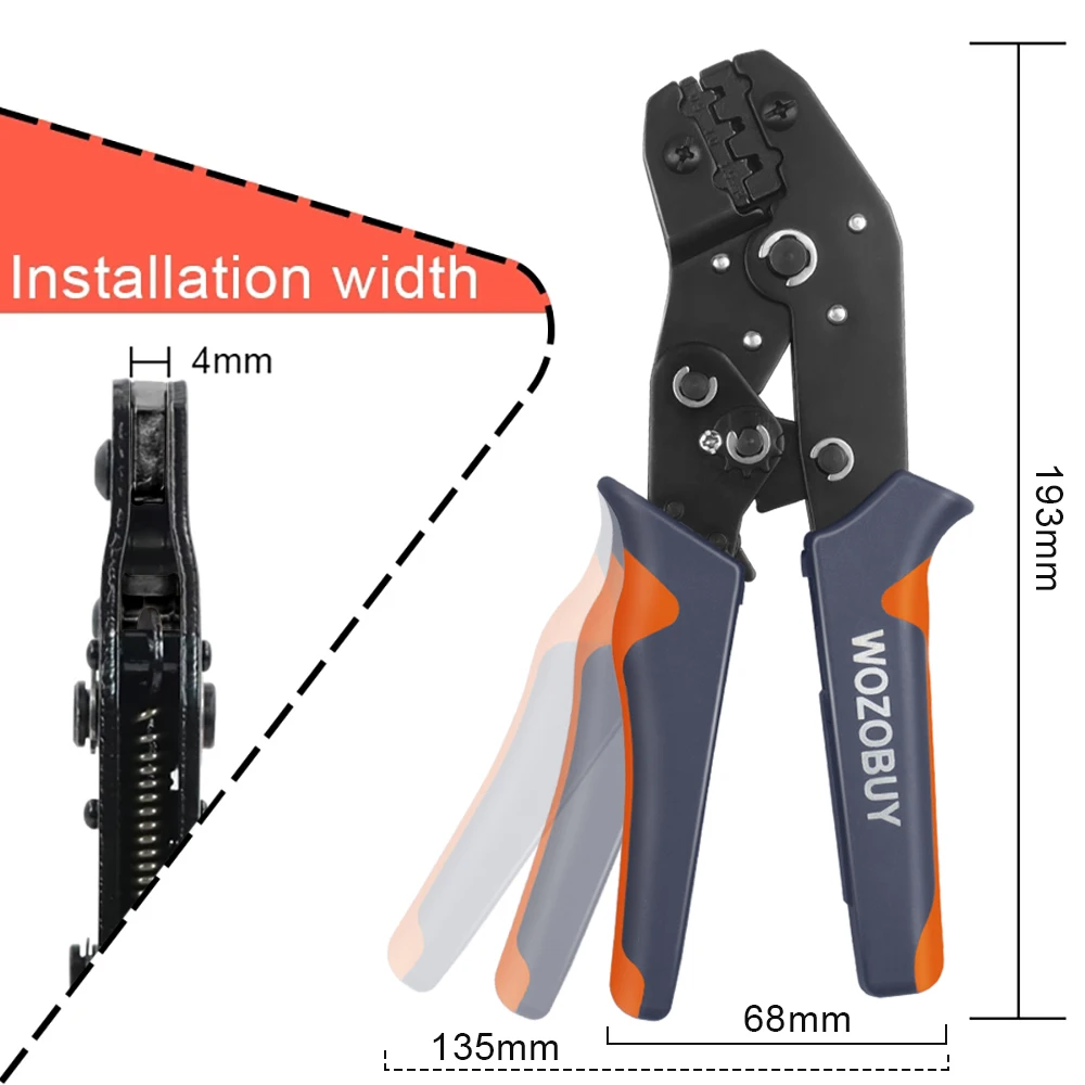 Crimping Pliers Set SN-48B Ratcheting Wire Terminal Crimper Tool for Insulated Terminals, Interchangeable Fixed Jaw Crimper