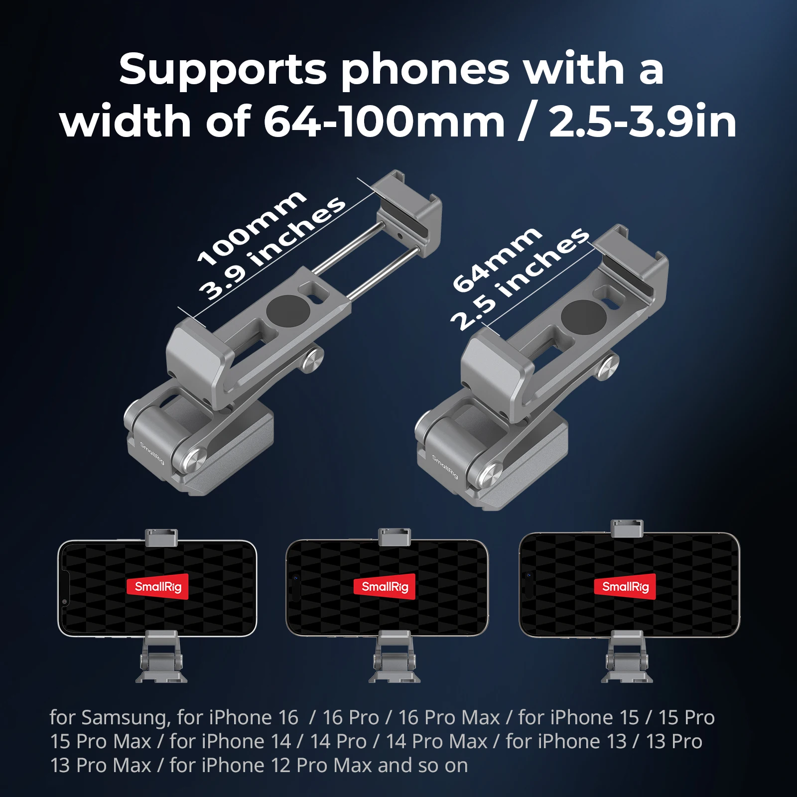 SmallRig Phone Support for Arca-Standard, for DJI RS 4 Mini / RS 3 Mini Stabilizers & Arca-Type Tripod, with Cold Shoe -5338