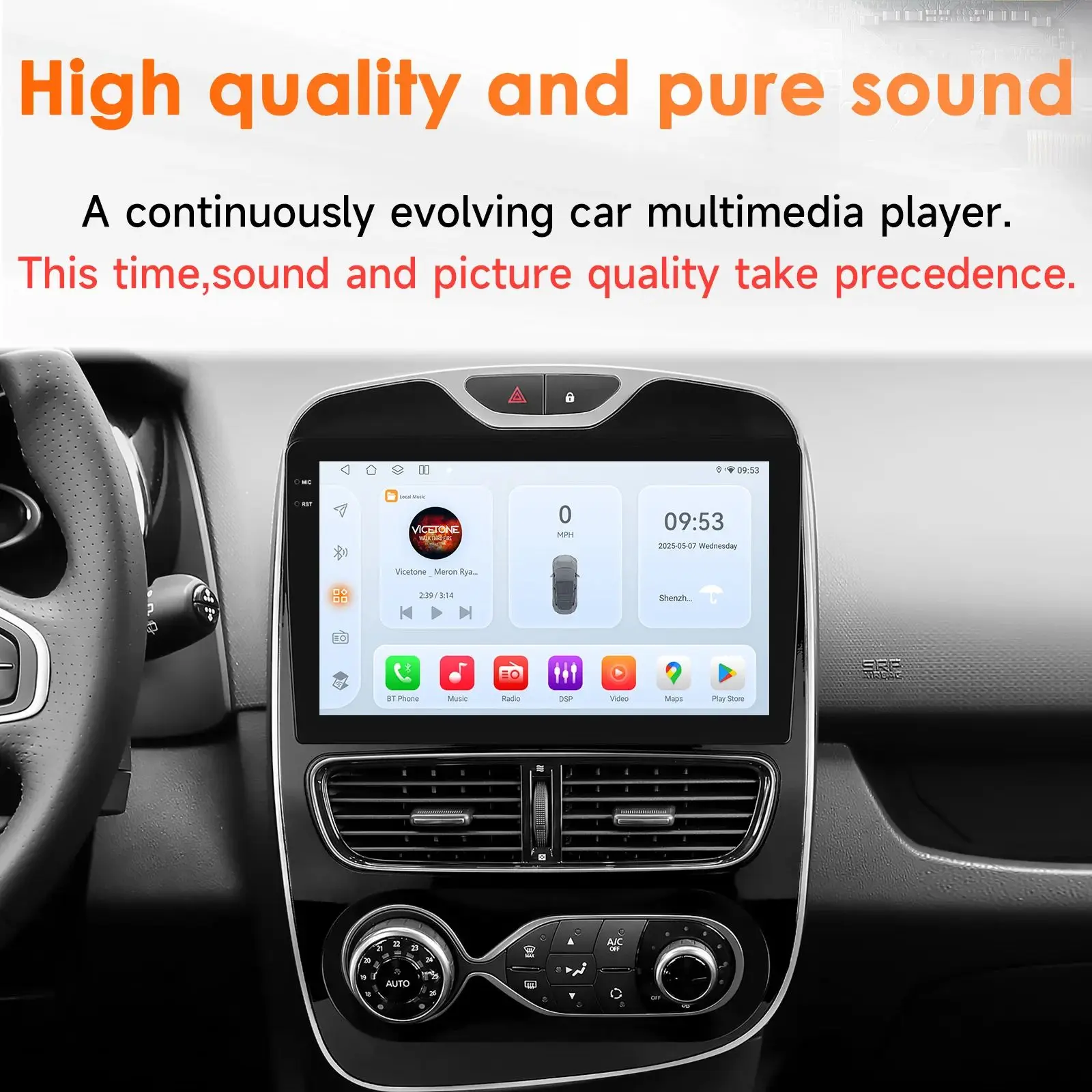 Hizpo 8G 128G 2Din Android 14 Autoradio Für Renault Clio 4 2012-2019 AI Auto Multimedia GPS 4G Carplay von Qualcomm Snapdragon6115