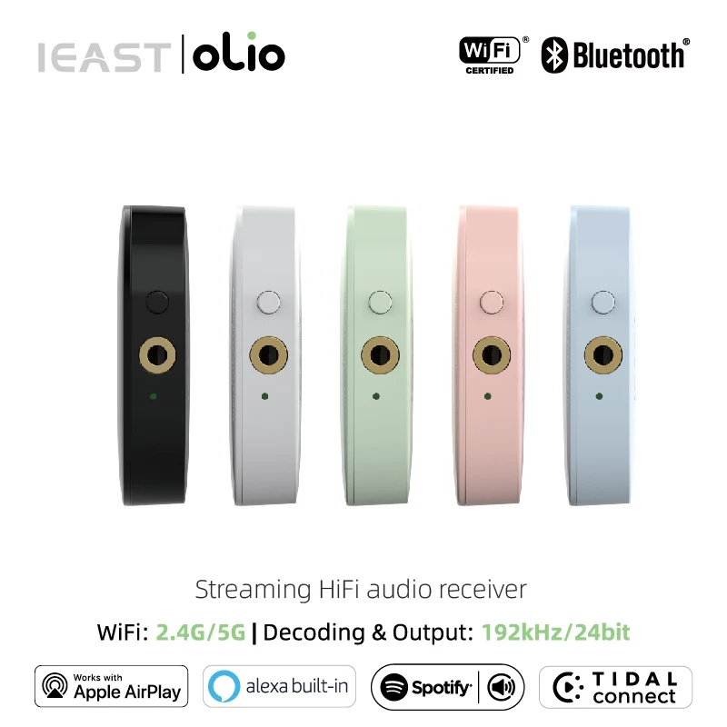 IEAST Olio WiFi 2.4G/5G& Bluetooth Receiver 5.0 Wireless Auido Multiroom Airplay 2 Music Streamer Within Tidal Connect