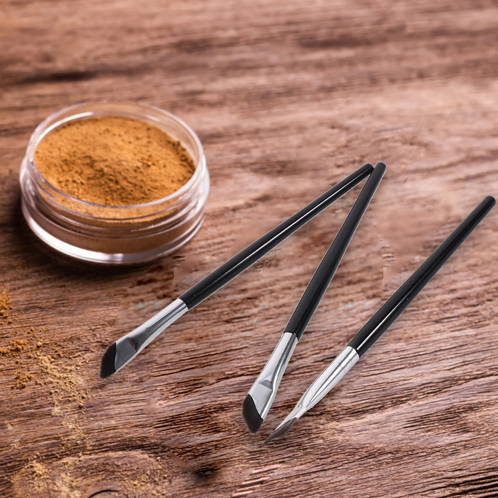 3개입 각진 아이라이너 브러시 세트 프리미엄 아이섀도우 및 눈썹 어플리케이터 도구 강력하고 사용하기 쉬운 데일리 키트