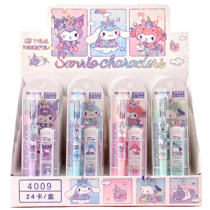 1/2/4 SZT. zestaw ołówków Kuromi Cinnamoroll, nowy kreatywny zestaw ołówków dla uczniów, urocze ołówki z kreskówkami, łatwe do pisania, trudne do złamania, wymienne wkłady grafitowe c