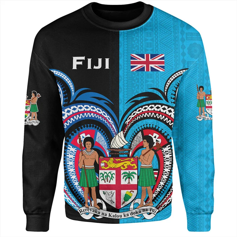 

Autumn New 3D FIJI National Flag Print Sweatshirts For Men Fashion Proud To Be Fijians Graphic Round Neck Hoodies Mens Clothing