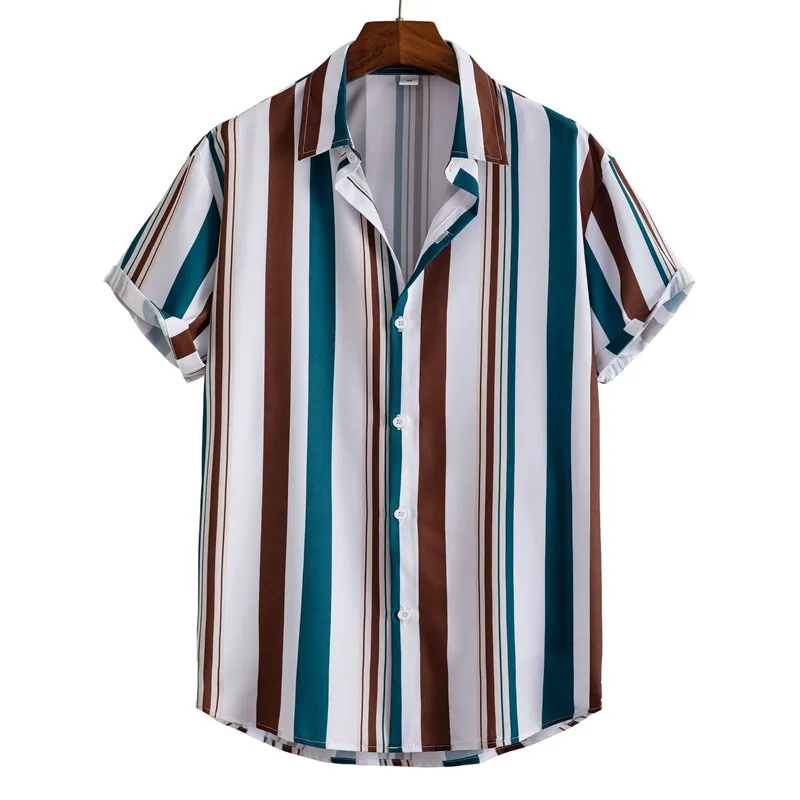 Summer Seasonal New Stripe Faion Herren Casual irt ort Sve Ultra Slim Fit Weave Stoff Iron Free Urban Sle