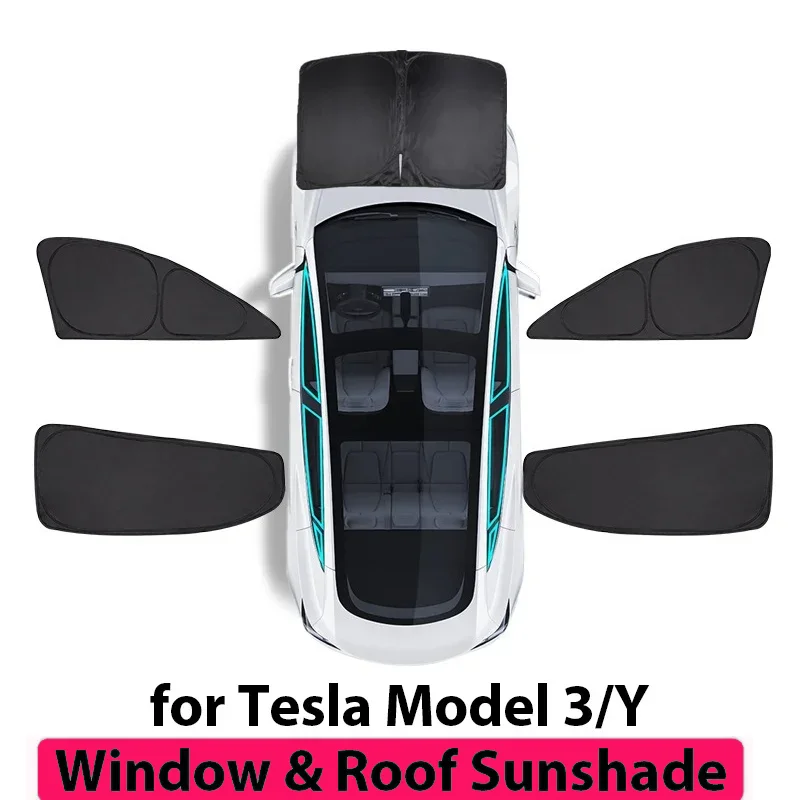 Privacy Side Windows Sunshade For Tesla Model 3 Y Side Window Sunshade Front Rear Windshield Skylight Blind UV Blocking Shading