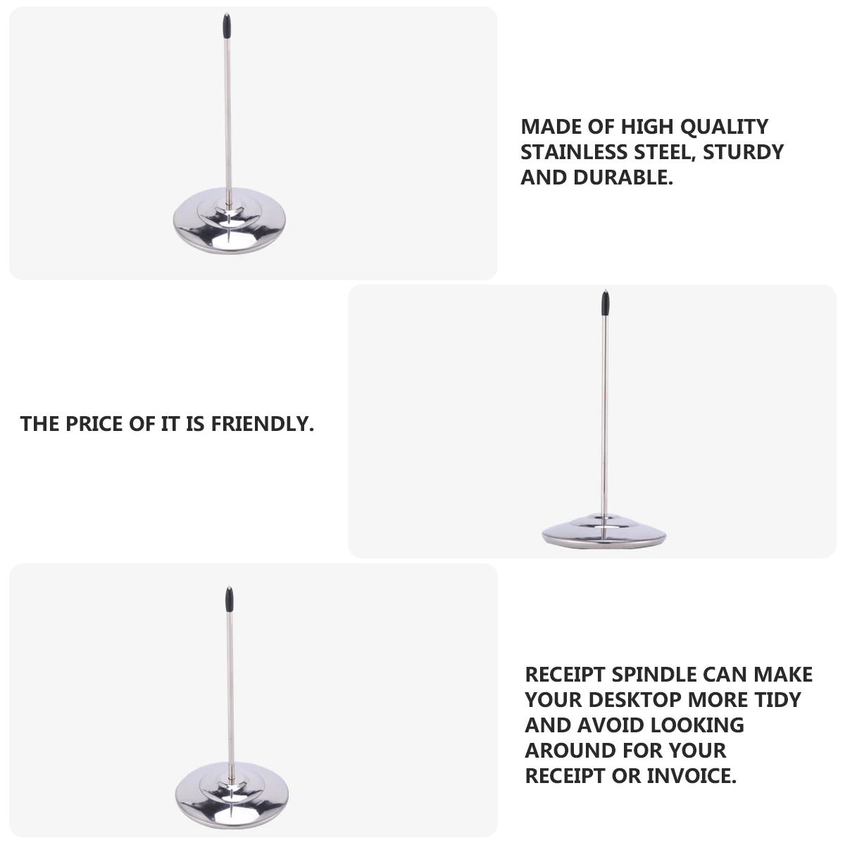 حامل إيصالات المطاعم، مغزل فحص قوي من الفولاذ المقاوم للصدأ، حامل فاتورة لسطح المكتب، قائمة استدعاء، شوكة فاتورة #6