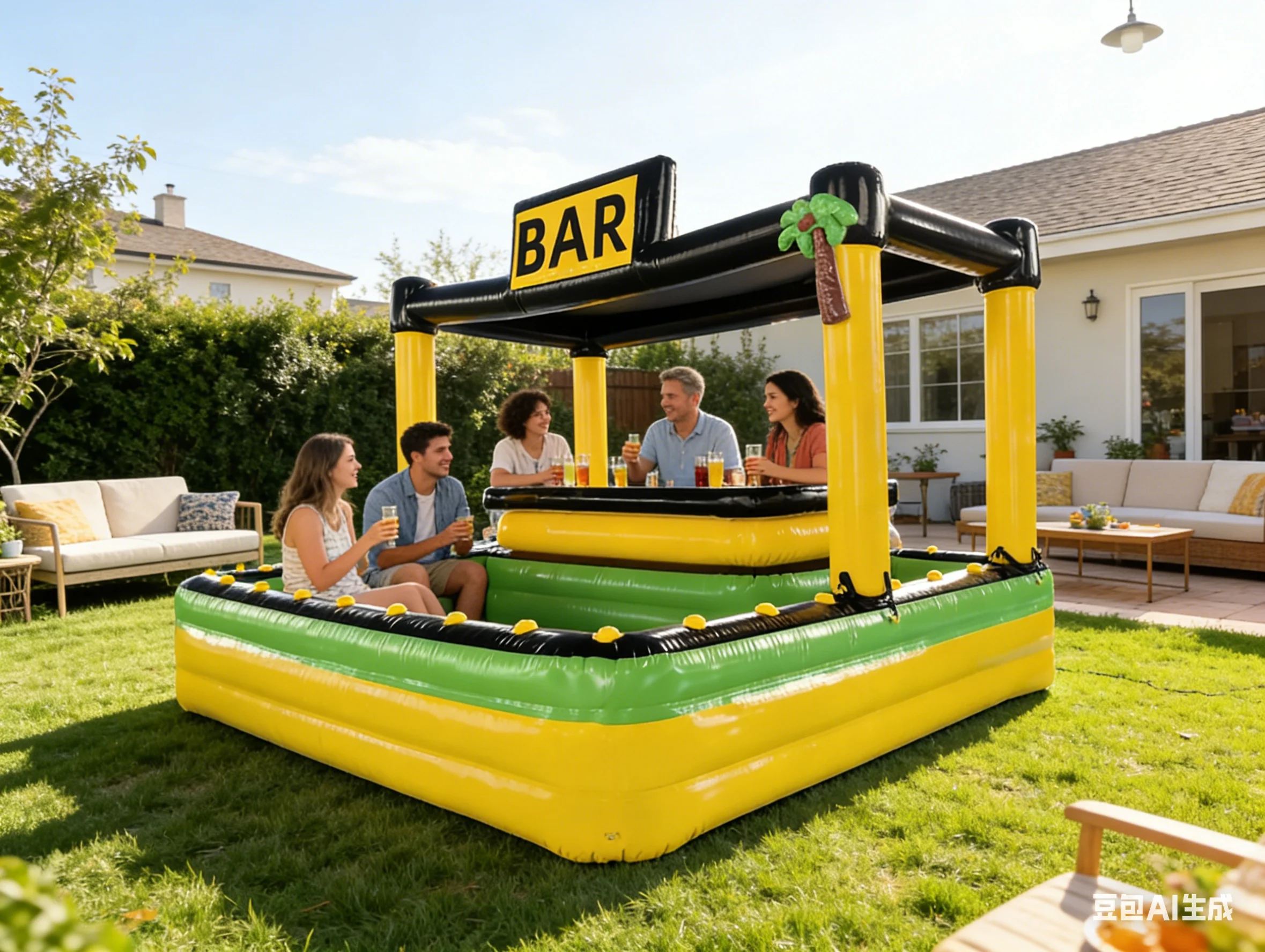 Portable Inflatable Pool Bar Custom  PVC  Pub House Summer Outdoor Event Backyard Party Blow Pub Swimming Pool Bar for Party