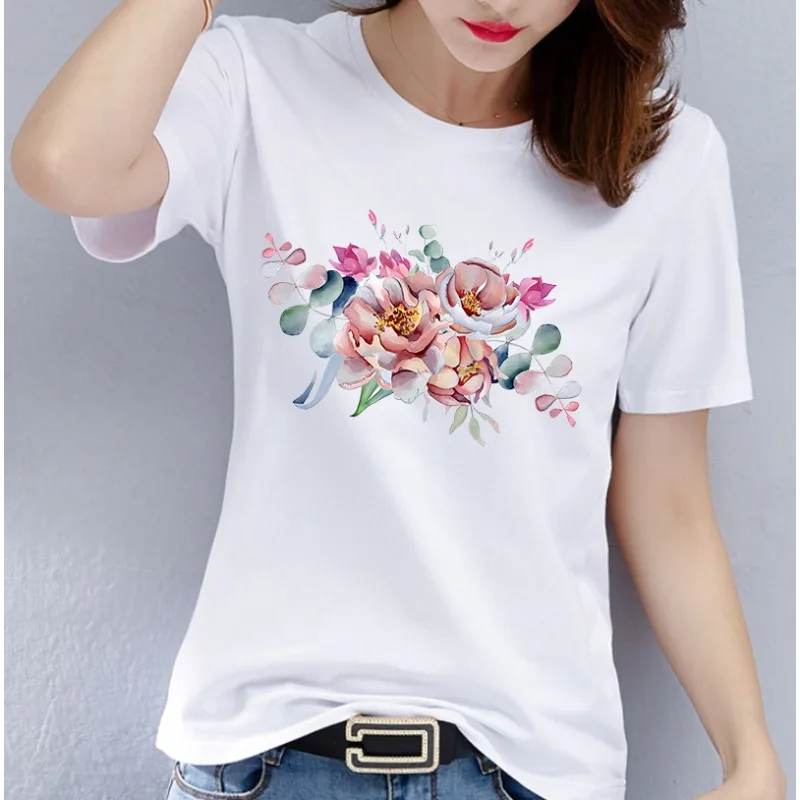 

Modal Women Print Floral Sports Fashion Casual Explosive Short Sleeve T-shirt Graphic Tshirts Women Clothes Aesthetic Clothes