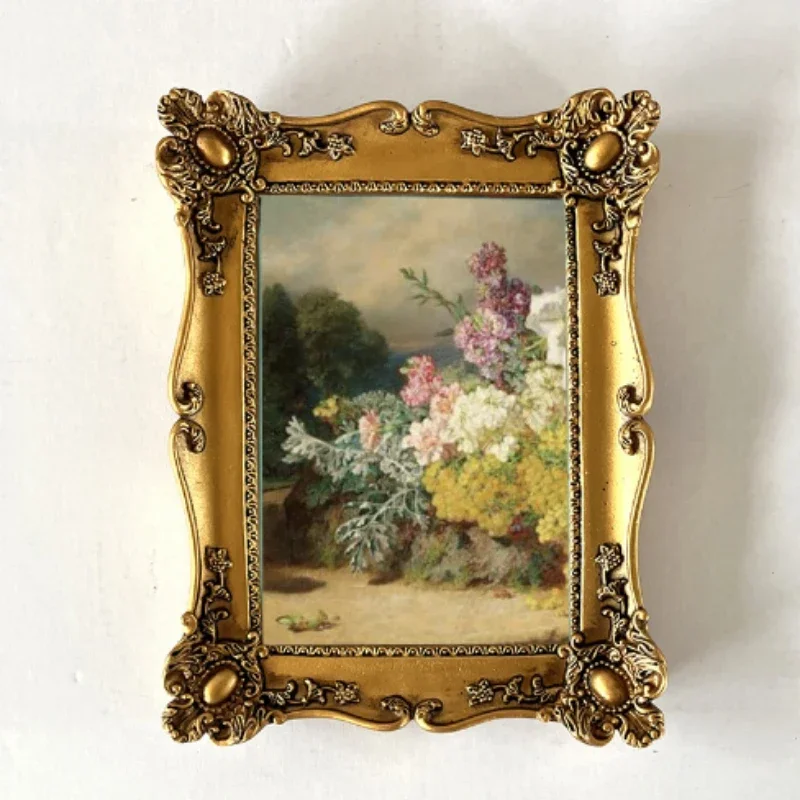 French Retro Gold Resin Frame European Decorative Painting Tabletop Oil Painting Creative Decor Artistic Picture Frame