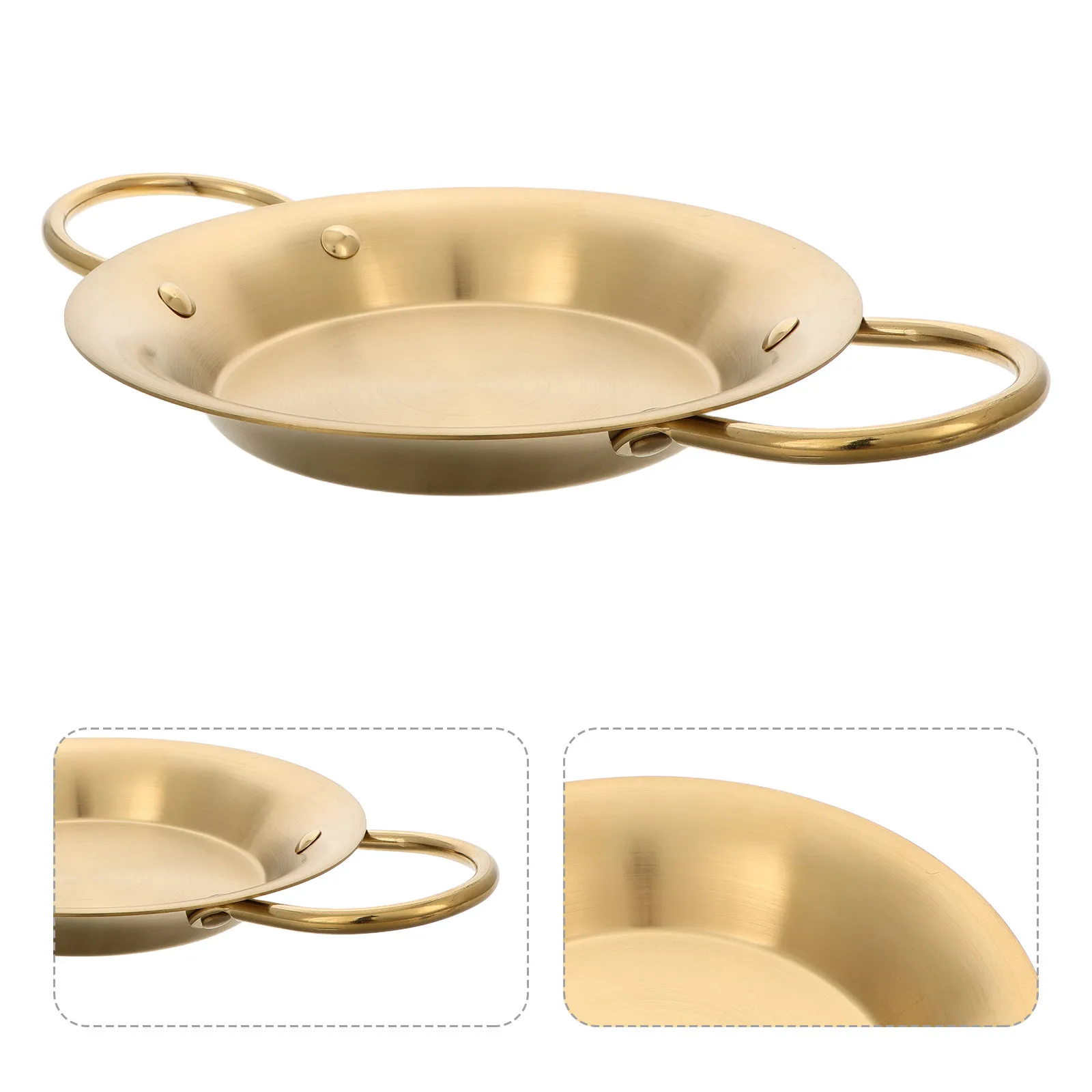 Korean Stainless Steel Seafood Platter Double Handle Thickened Pan Suitable for Baked Rice Lobster Fried Chicken Heavy Duty
