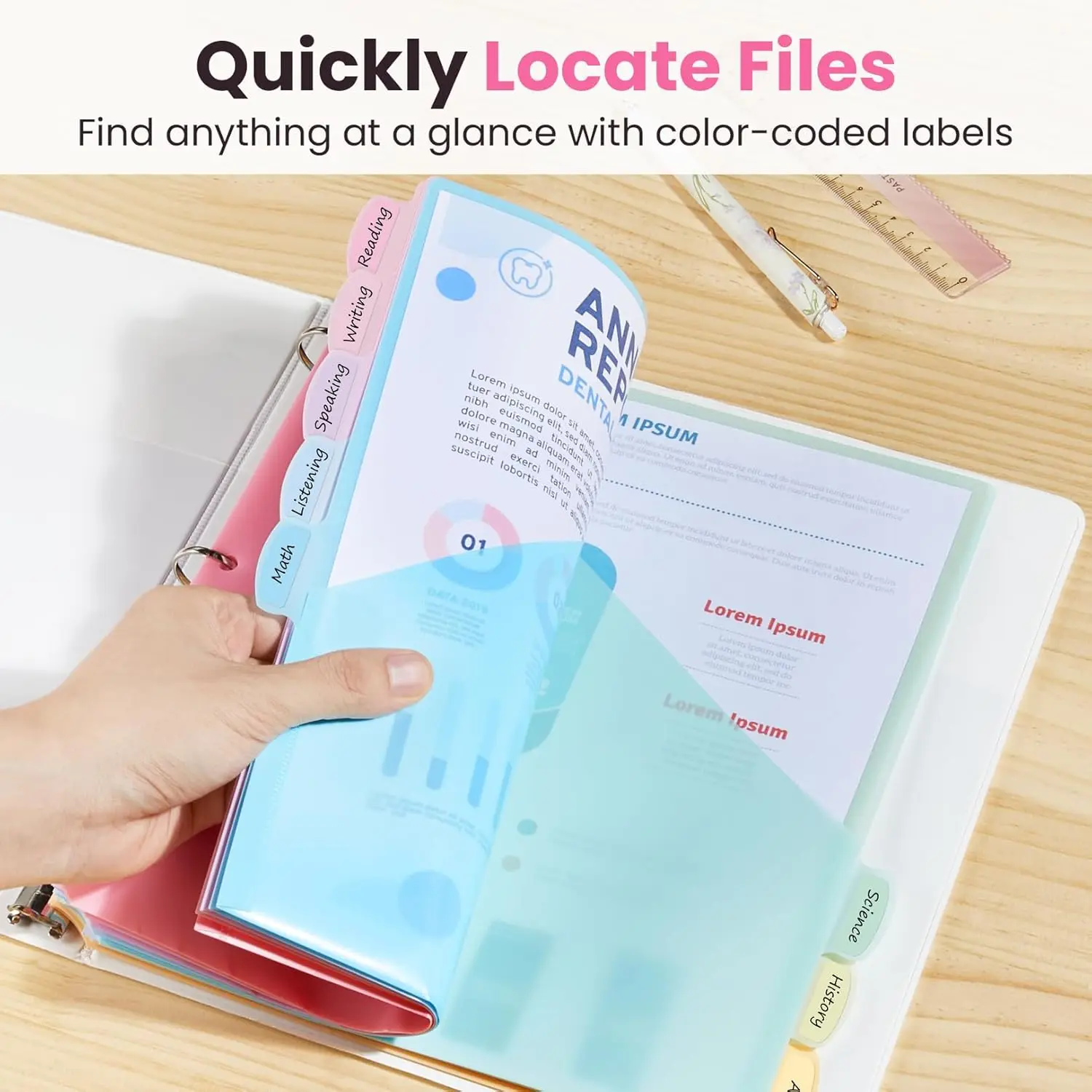 8Pack Double Pocket Binders with Dividers Compatible for 3-Hole Punch Binders,Binder Refill Pages For Office,University Supplies