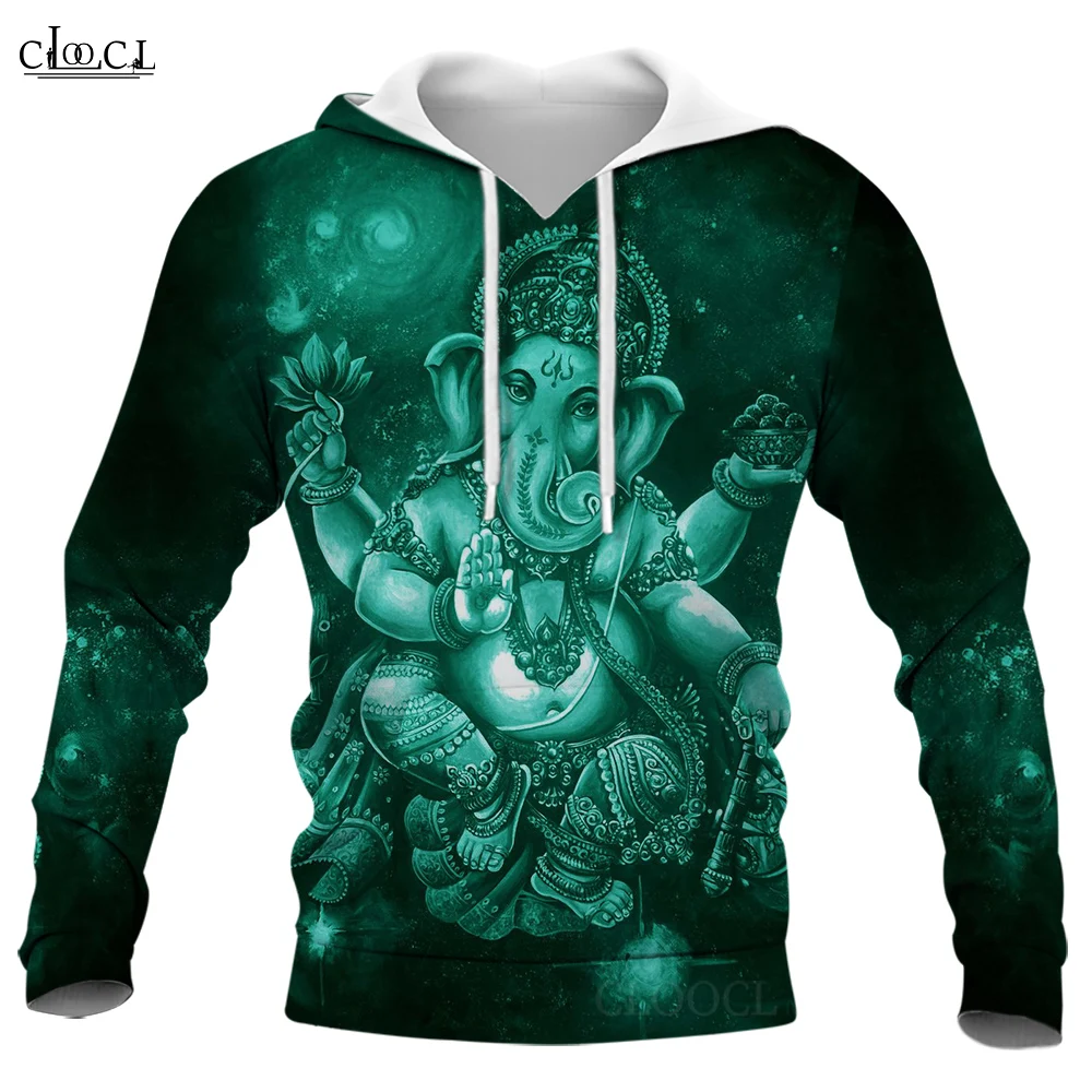 Cloocl hoodies homens ganesha 3d impresso masculino hoodies de manga longa menino menina casual feminino streetwear pulôver moletom com capuz roupas