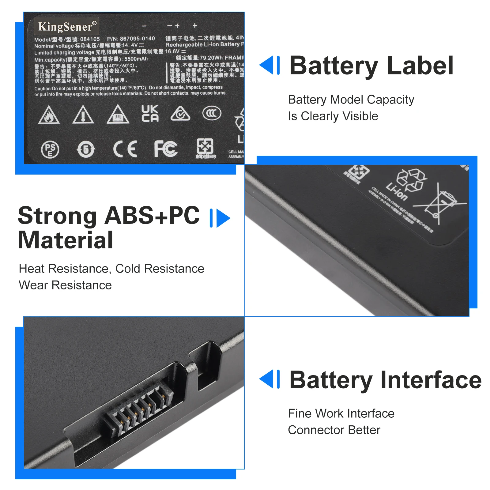 KingSener 084105 084106 14.4V 5500mAh Bateria do głośnika Bluetooth Bose S1 Pro+ 79.20Wh z darmowym narzędziem — zdjęcie produktu 4