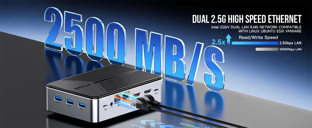 GMKtec Nucbox G9 MINI PC Intel N150 Mini NAS Win 11 LPDDR5 M.2 2280 SSD WIFI6 BT5.2 Tela Tripla Bolso Computador de escritório/casa