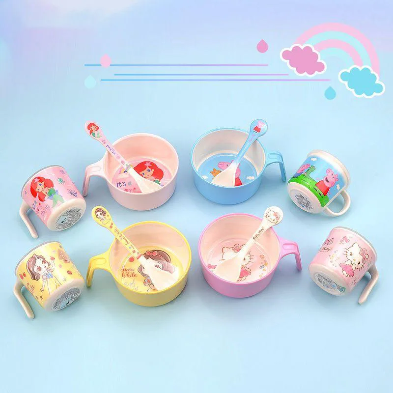 

Sanrio Children Tableware Infant Complementary Food Bowl Kawaii Handle Bowl High Temperature Resistance Baby Household