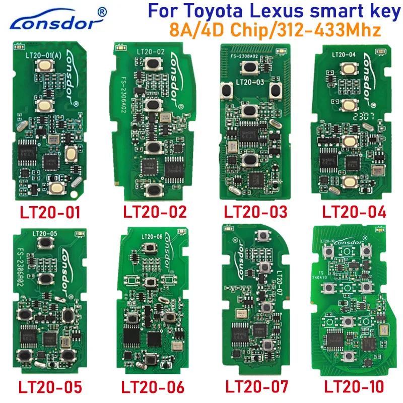 Lonsdor LT20 Smart Key 312-434Mhz 8A+4D BA Chip Dla Toyota & Dla Lexus Keyless Go Support K518 K518ISE KH100+ Uniwersalny