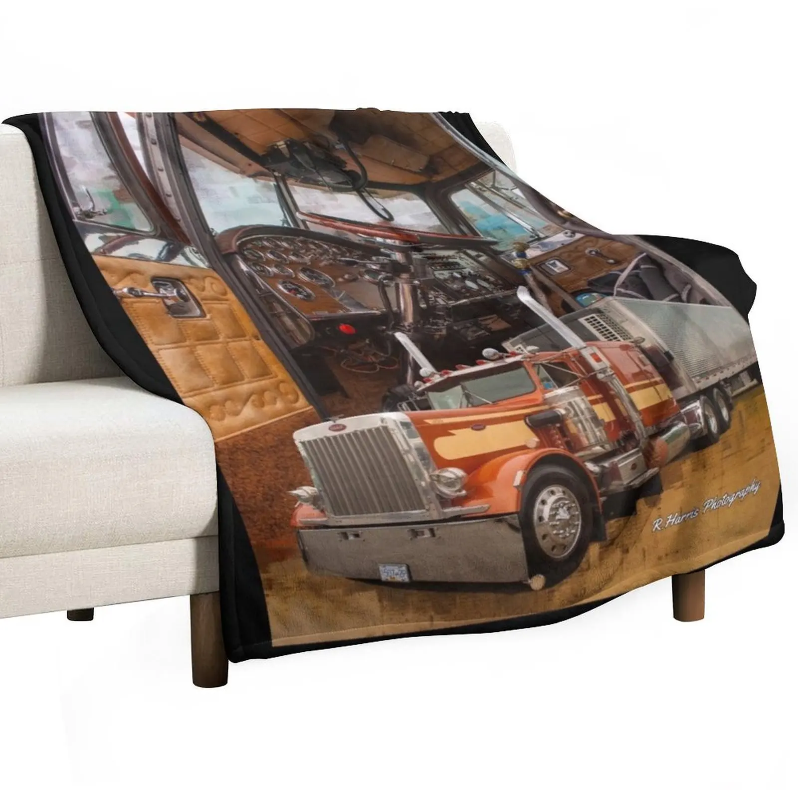 

Old School Peterbilt Interior and Truck Throw Blanket Comforter for sofa Vintage heavy to sleep Blankets