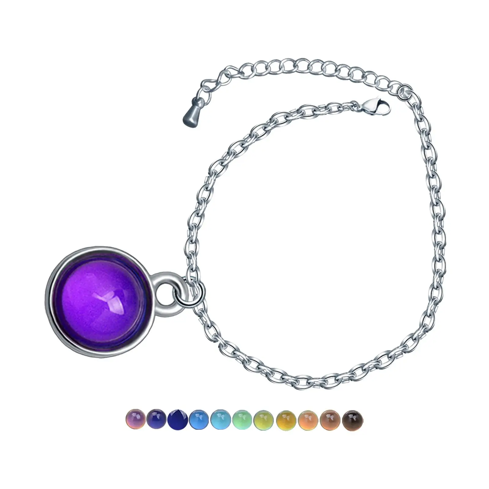 Temperature Sensitive Color Changing Bracelet Round Pendant for Wedding