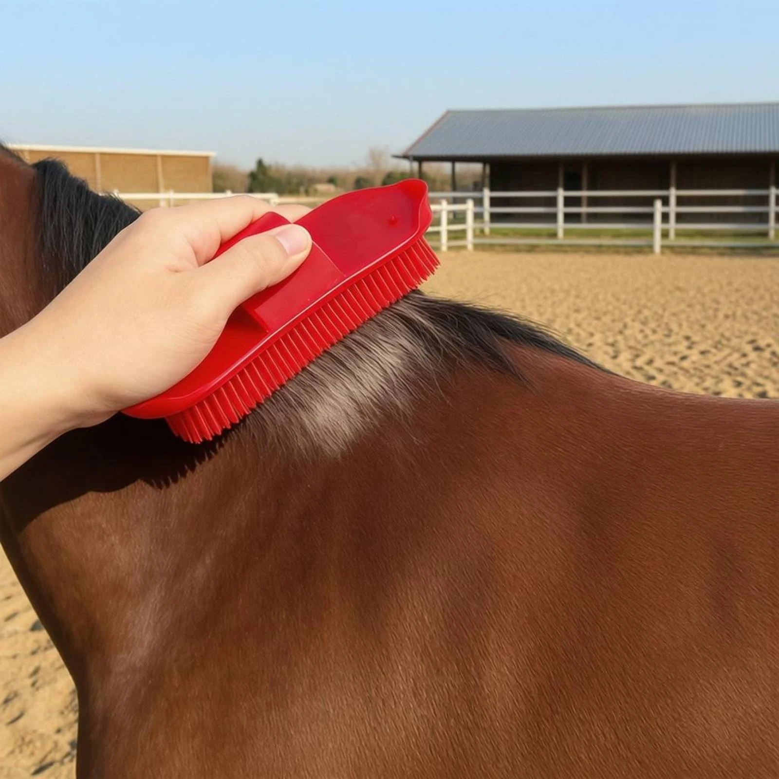 Horse Grooming Kit with Clear Storage Bucket Curry Comb Hoof Pick Horse Care Equipment for Turnout Bathing