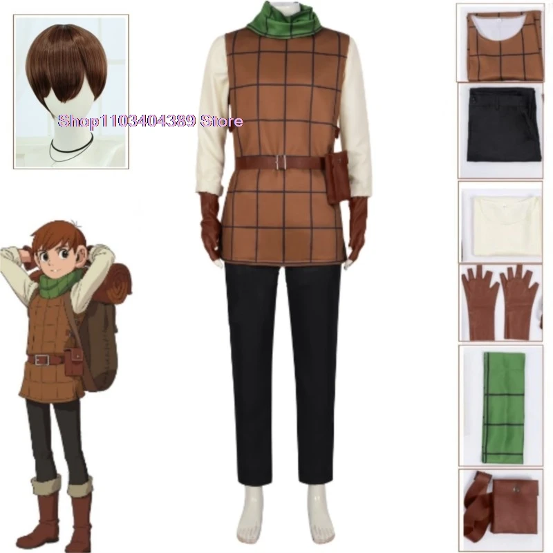 Chilchuck Tims Anime Caricature Delicious in Dungeon Cosplay Costume Clothes Wig Uniform Cosplay Chilchuck Tims Halloween Outfit