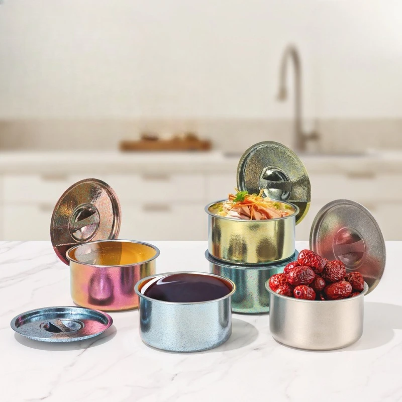 Cuenco de titanio para huevos al vapor, cuenco para Fideos Instantáneos ligero y respetuoso con el medio ambiente, tazón de sopa anticaída de Color arcoíris, horno microondas