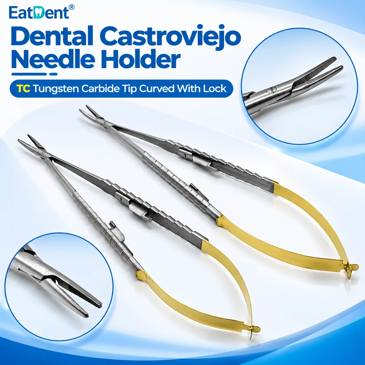 Dental Castroviejo Needle Holder  Straight/Curved Tip With Lock Dental Tweezers and Pliers TC Micro Surgery Suture Medical Tools