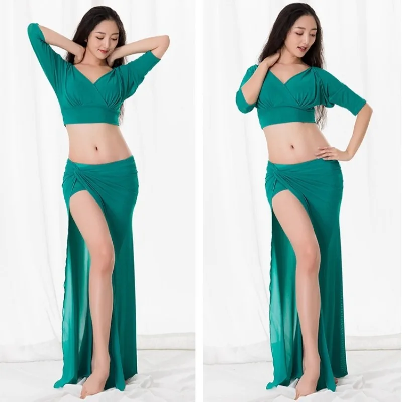 Customized Belly Dance Costume Oriental Dance Wear Practice Dress Set Starry Sky Water Yarn Performance Costume Team Dress