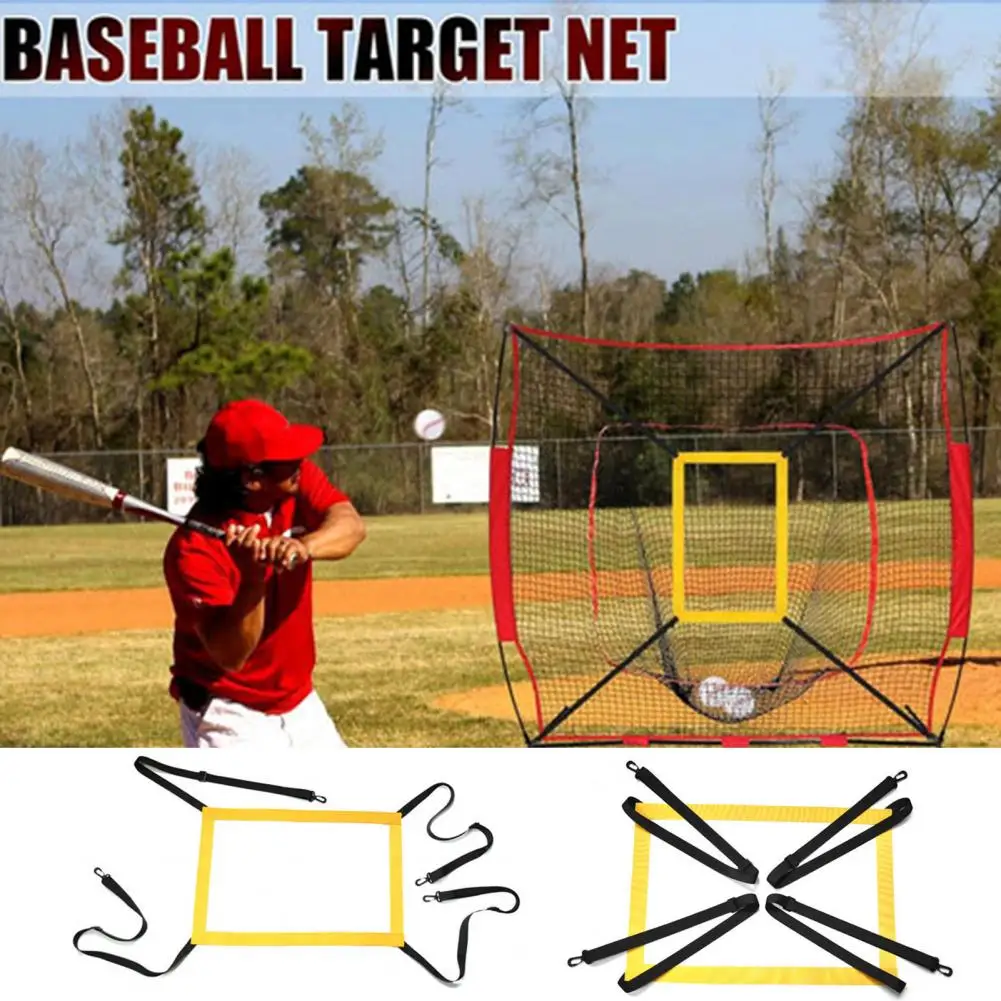 Baseball Strike Zone Target Net with Hooks Portable Softball Baseball Pitching Accuracy Training Mesh Adjustable Hitting Batting