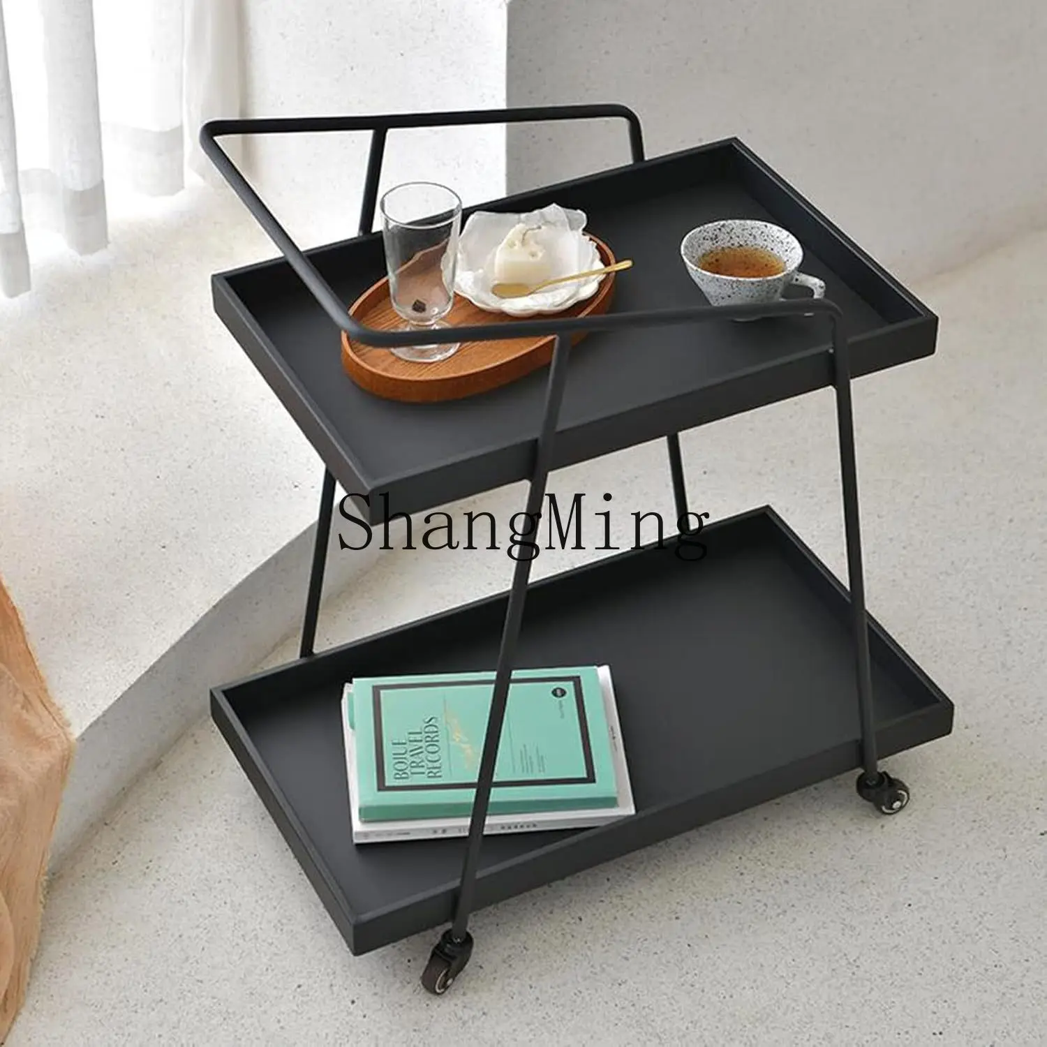 

CL Manual Small Cart Hotel Restaurant Beverage Cart Mobile Food Delivery Cart Household Multifunctional Simple Storage Rack