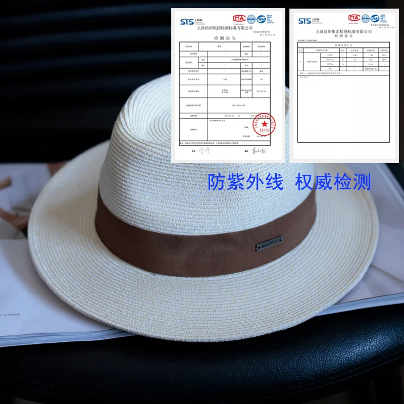 New Designer Natural Panama Soft Shaped Straw Hat Summer Women/Men Wide Brim Beach Sun Cap UV Protection Fedora Birthday Gift