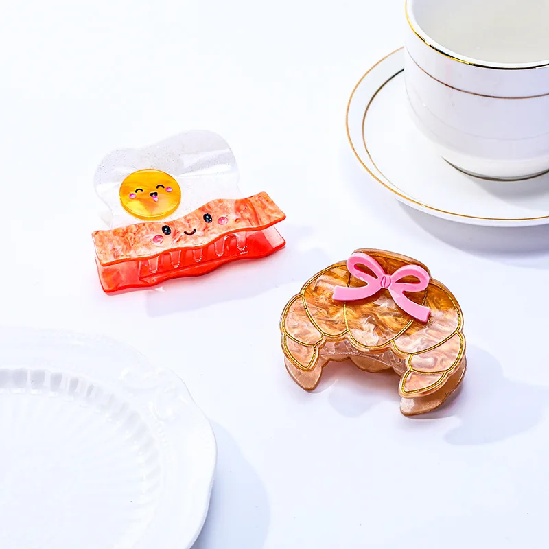 

Muweordy NEW Bowknot Croissant Hair Claw Cute Cartoon Food Series Acetate Claw Clips Sushi Hair Accessories for Women Girls