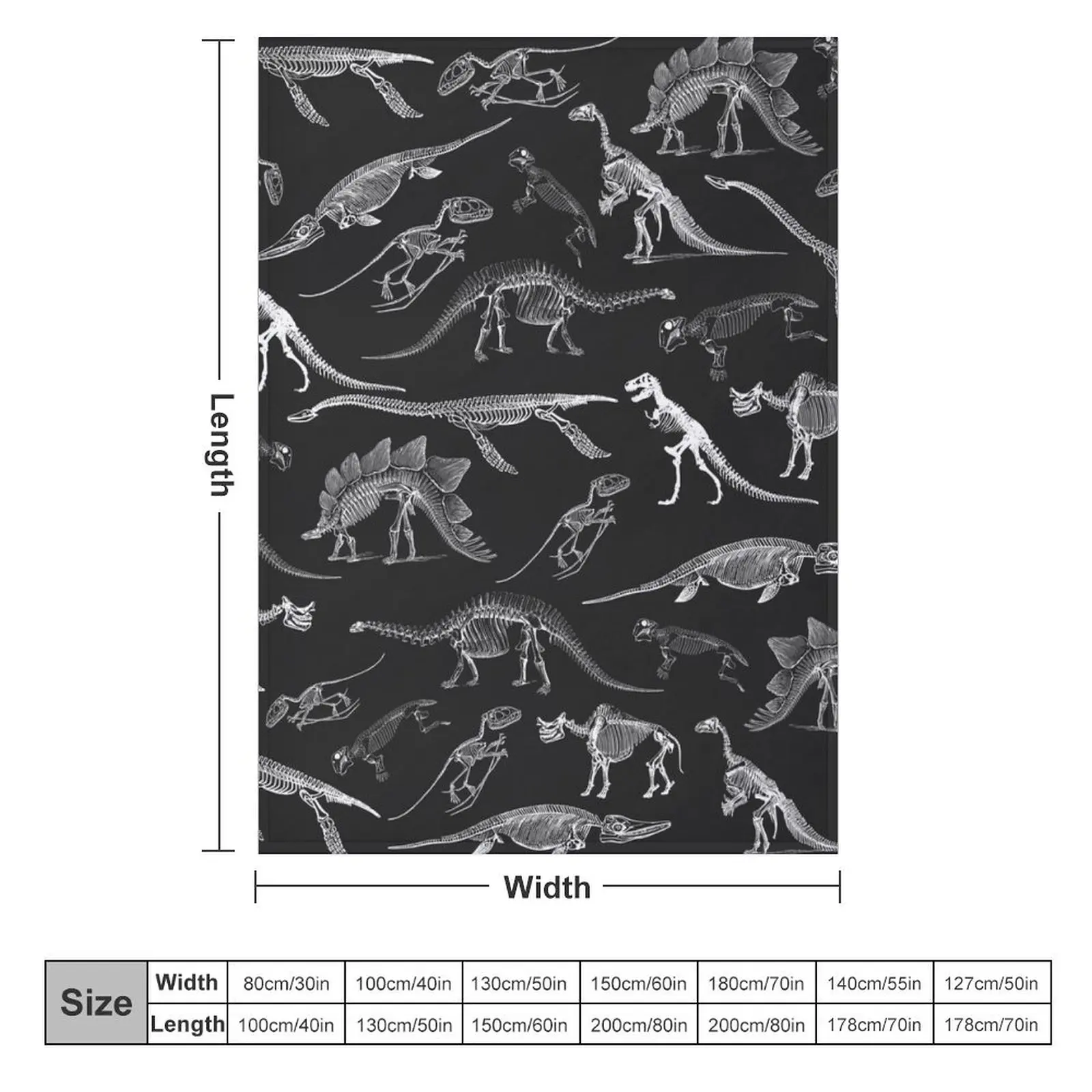 Classic black and white dinosaur skeleton fossils pattern Throw Blanket Nap Fashion Sofas Soft Decorative Throw Blankets