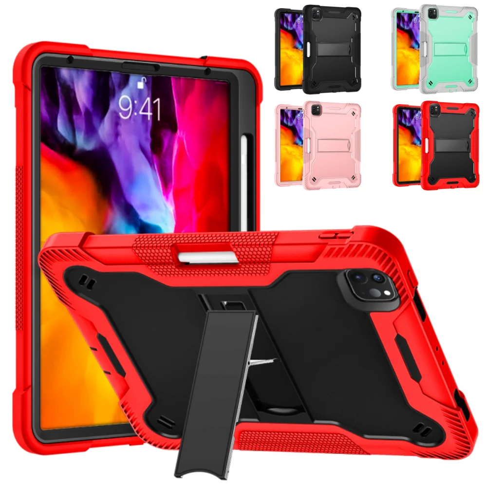 Capa protetora para iPad Pro 11 2024 4th 3th 2th 1th 11 polegadas Tablet Stand Cover para Air 5 4 10.9 com Kickatant e slot para caneta