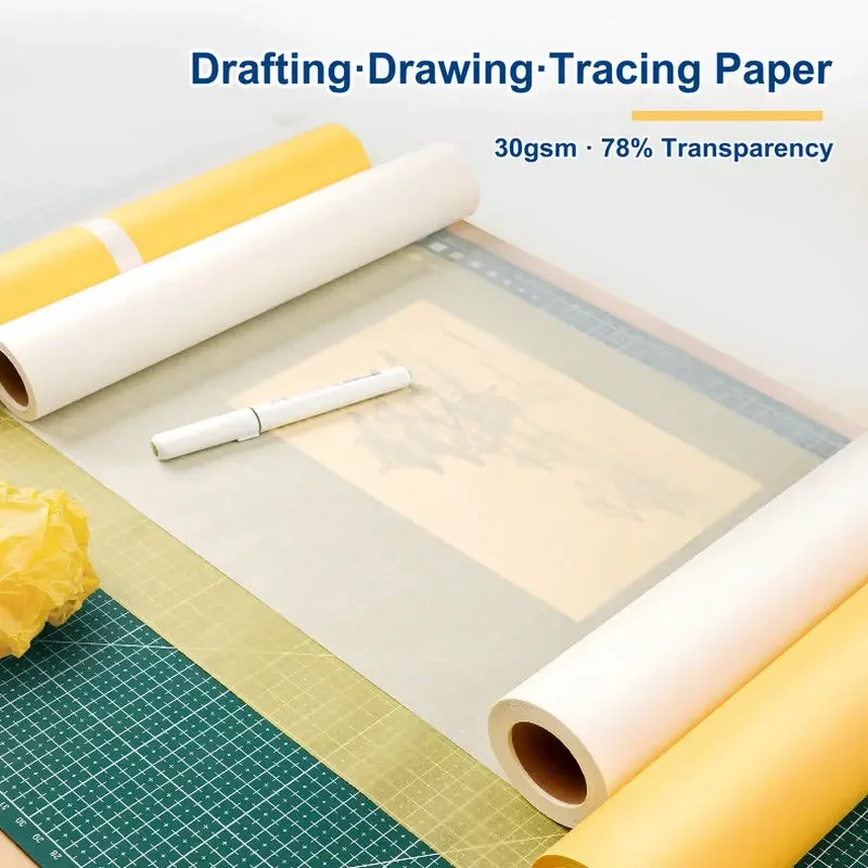 Long Scroll Drawing Tracing Paper Roll Engineering Drafting Paper 30gsm Transparent for Copying Calligraphy Paintings