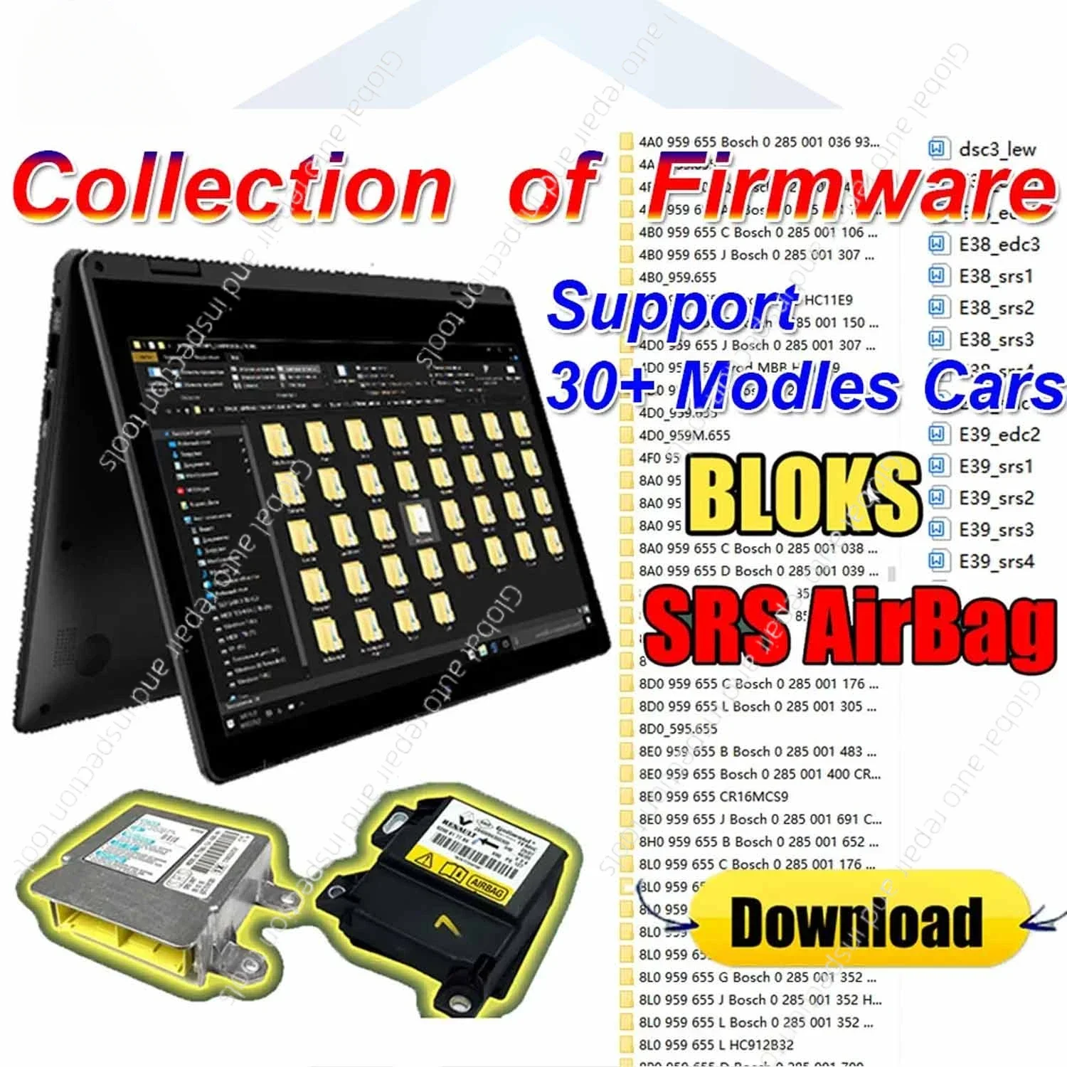 SRS AirBag ECU Dump File Collection Large Database of Firmware Dumps Airbag DUMPS CARPROG SOLUTIONS No Crash Virgin Original