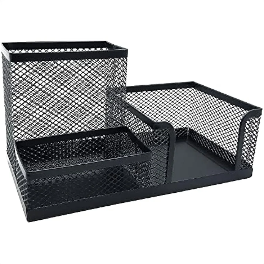 

Mesh Desk OrganizerDesktop Organizer Metal Office Supplies Caddy with Pencil Holder and Storage Baskets for Desk Accessories 3