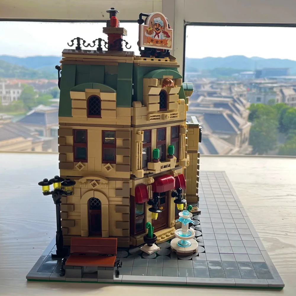 Street View Series ร้านอาหารปารีสรุ่น Building Blocks Creative Expert Cafe House อิฐของเล่นเด็ก Xmas ของขวัญ MOC