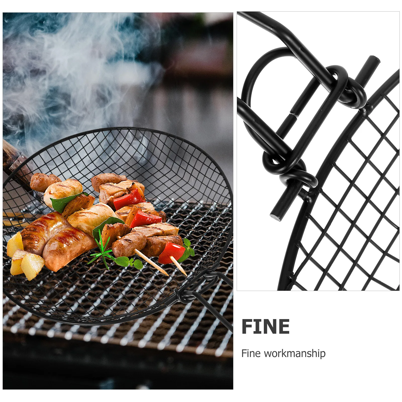 

Folding Grill Basket Carbon Steel Large Capacity BBQ Camping Outdoor Vegetable Grilling Baskets Barbecue