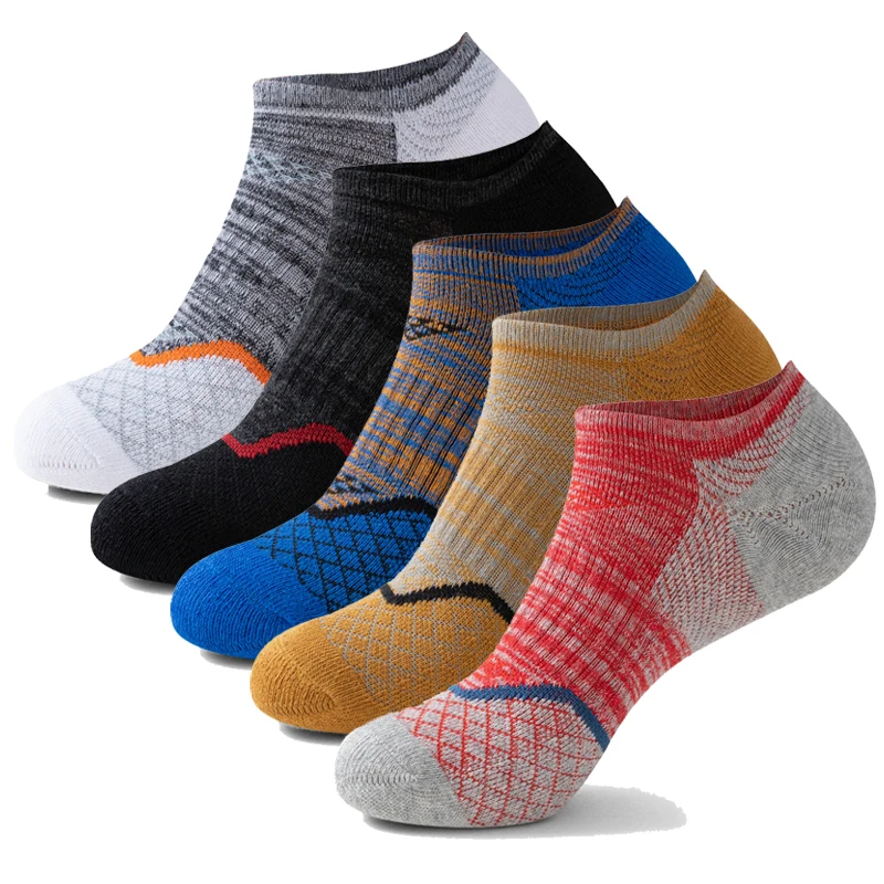 5 Pairs Sports Running Socks Men Colorful Breathable Compression Athletic Marathon Fitness Cycling Short Low Cut Ankle Socks