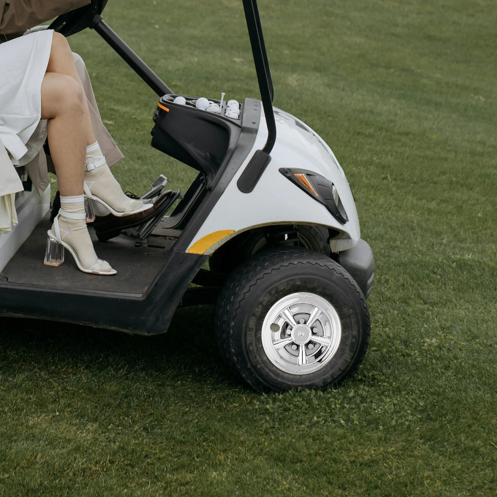 قبعات محور عجلة عربة الجولف 8 بوصة غطاء مركزي فضي بديل لحماية عجلة الجولف الأجزاء الخارجية لعربة الجولف #2