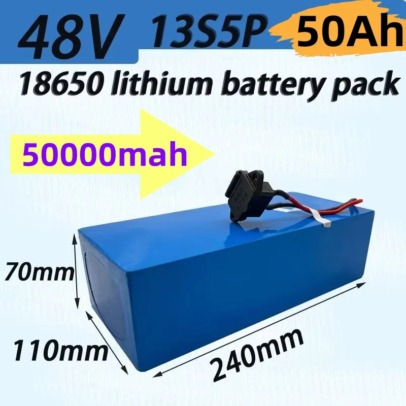 

2024 Lithium iron phosphate 13S5P, 48V 50Ah electric bicycle 18650 1500W scooter battery+BMS protection+free shipping