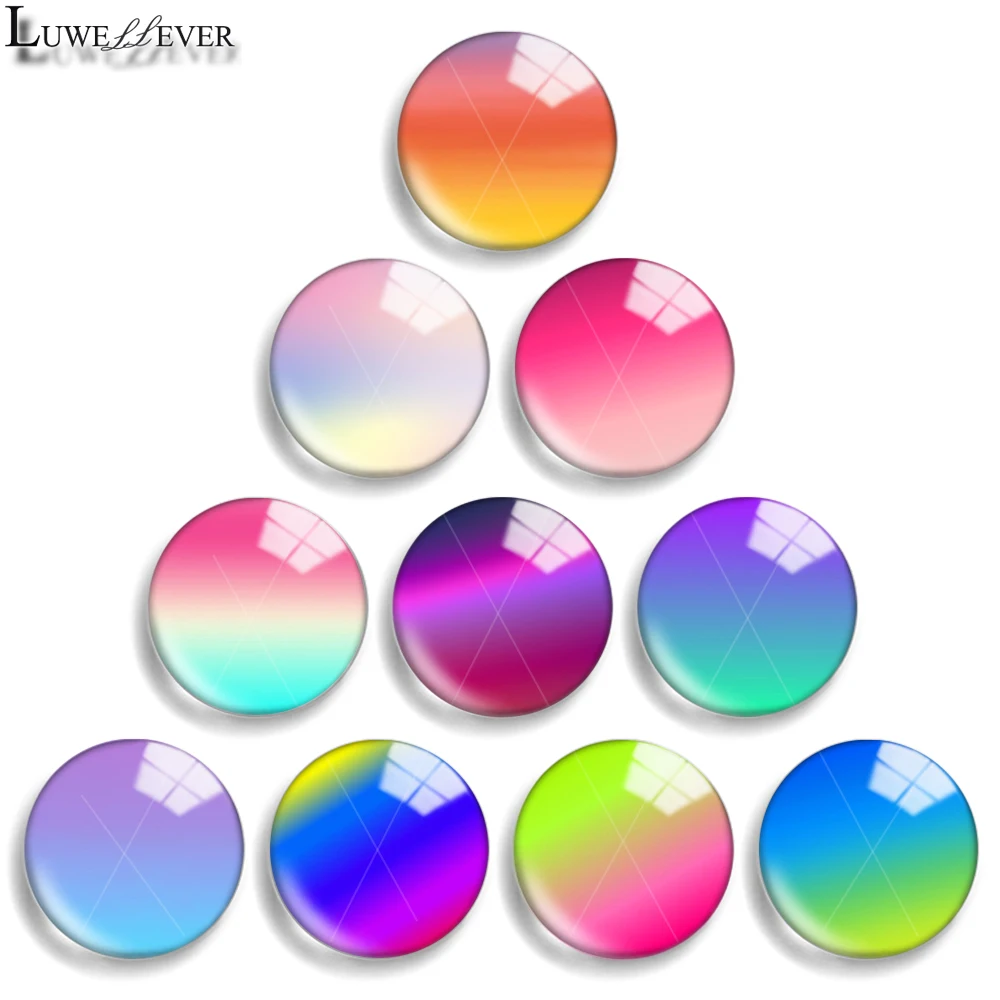 10mm 12mm 20mm 25mm 30mm 40mm 783 Gradient Color Mix Round Glass Cabochon Jewelry Finding 18mm Snap Button Charm Bracelet