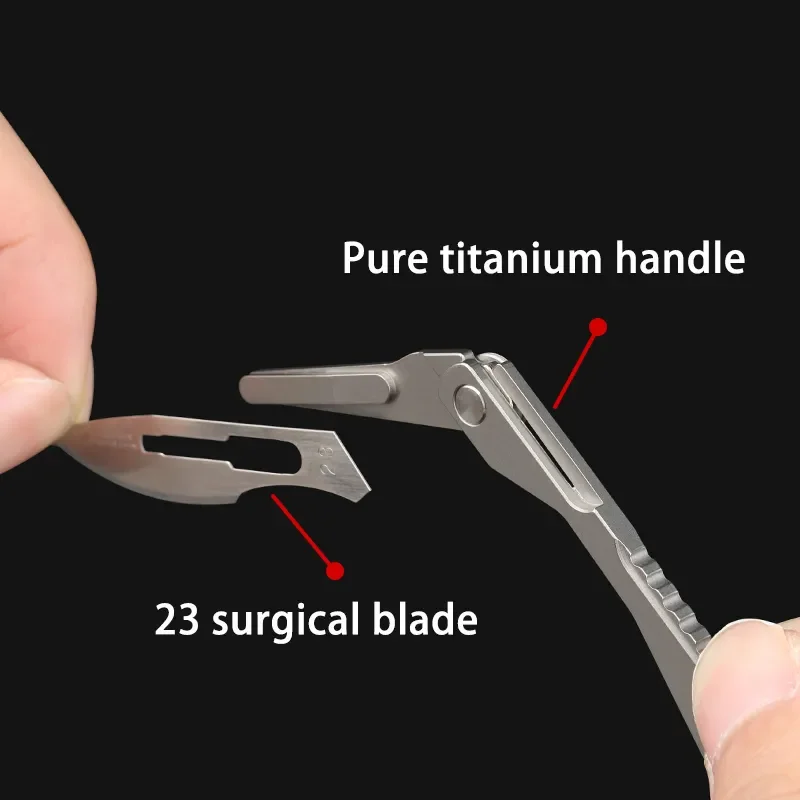 Imagem -03 - Mini Titanium Alloy Folding Knife Bisturi Portátil Auto-defesa Pocket Knife Sobrevivência ao ar Livre Ferramenta de Corte Edc 10 Blade