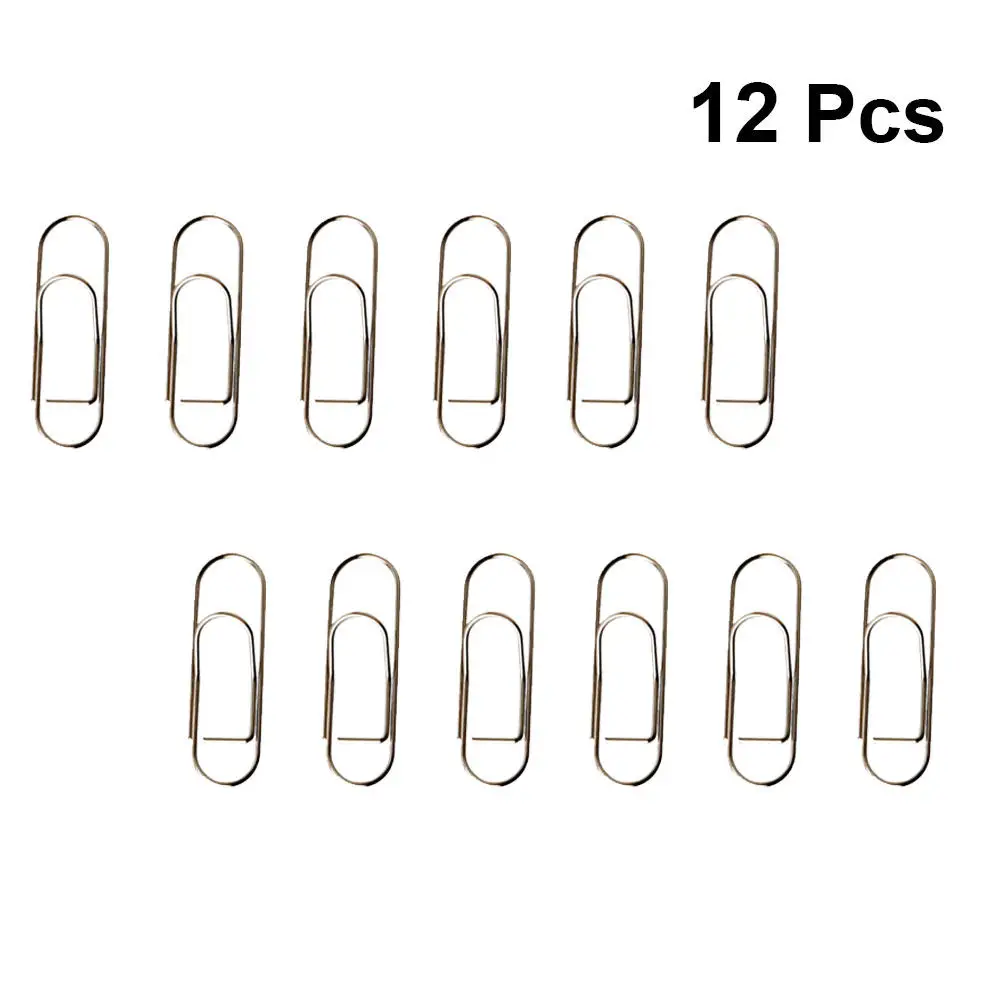 12Pcs Plating Paper Clips Metal Pen Holder Clip for Journal Notebook Fastening Memos Decorative Letter Holder Office Tools