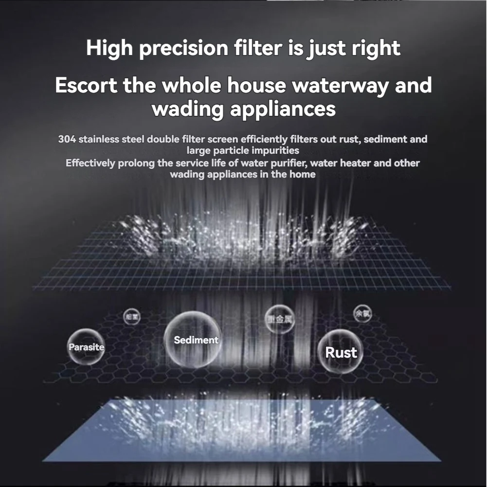 BFYLE 10 นิ้ว 304 สแตนเลสสตีลน้ํา Purifi อุปกรณ์เสริมสามารถทําความสะอาดและนํากลับมาใช้ใหม่ได้อย่างมีประสิทธิภาพขจัดสิ่งสกปรก 10 ไมครอน