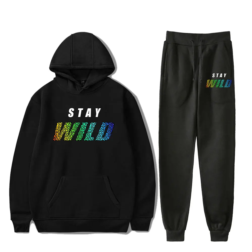 Ben Azelart Stay Wild Vintage 90s PULLOVER HOODIE Merch Hoodies Set Men Women Hoodies Pants Two-Piece Sports Fashion Pullover