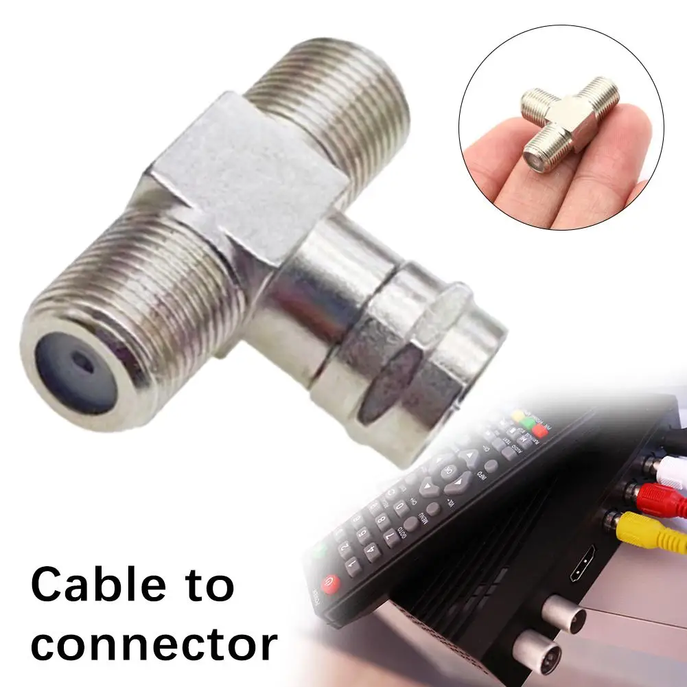 F-Type 3-Way Male to 2 Female Coaxial Cable Splitter Adapter - RG6 Coax T-Connector for Cable TV/Satellite/Antenna Connector