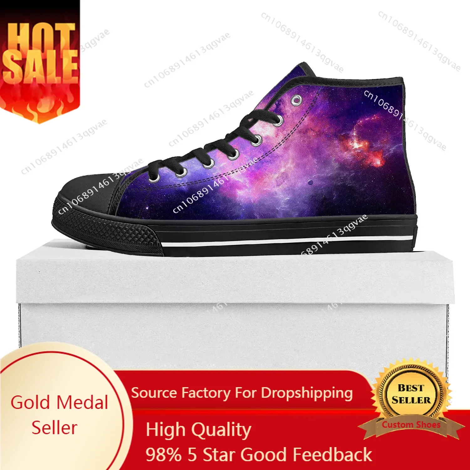 Galaxy Celestial High Top High Quality Sneakers Mens Womens Teenager Canvas Sneaker Casual Couple Shoes Custom Made Shoe Black