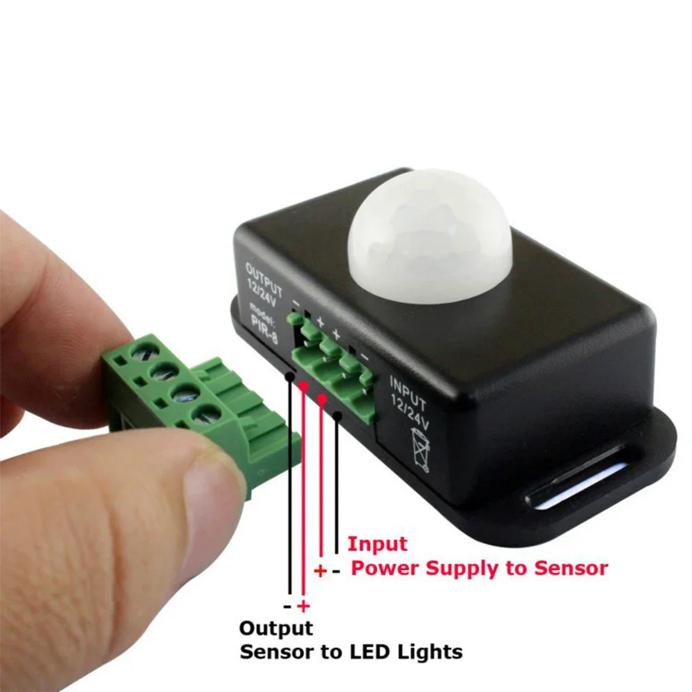 DC 12V 24V PIR-Bewegungssensor-Schalter, 120 Grad Infrarot-PIR-Bewegungssensor für LED-Licht, automatisch einstellbarer Bewegungssensor – Detail 3
